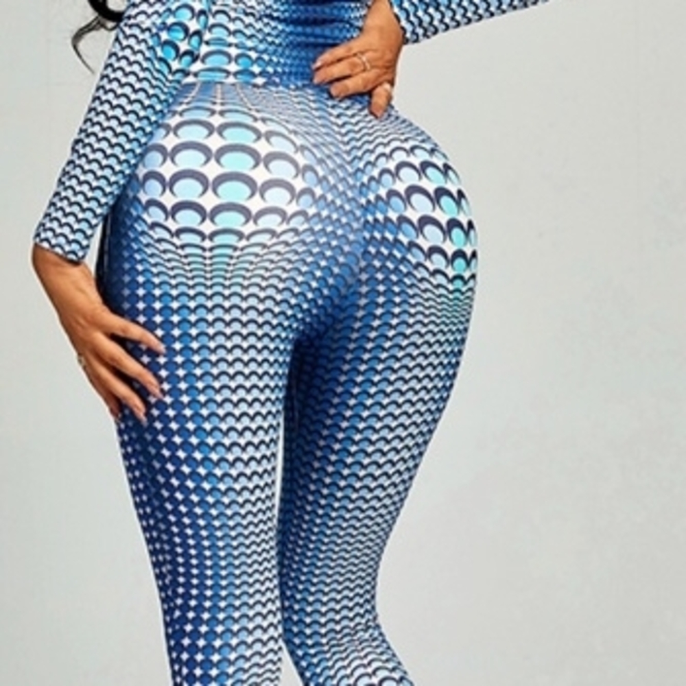 Blue Patterned Jumpsuit - image 5